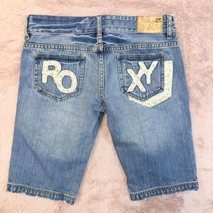 Roxy Capri Jeans Womens 30 Waist Y2K Light Wash Floral Waist Surf Boho
